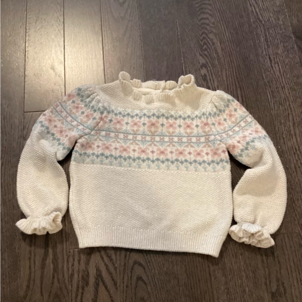 Happily Grey Cream and Pink Sweatshirt with Balloon Sleeves